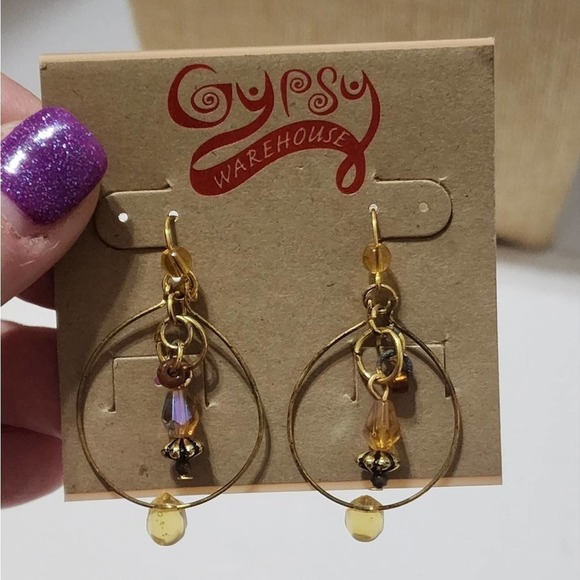 TRESKA Iridescent Neutral beaded chandelier earrings new!!! - Picture 1 of 4